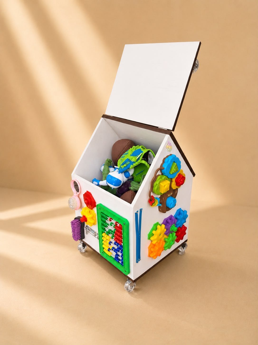 Casinha de Atividades e Baú de Brinquedos com Rodinhas