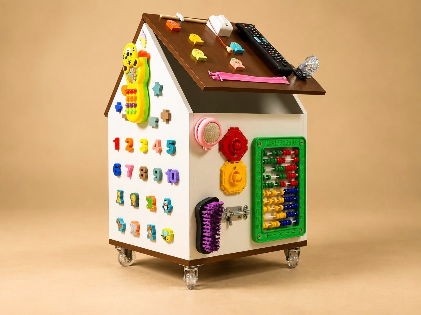 Casinha de Atividades e Baú de Brinquedos com Rodinhas
